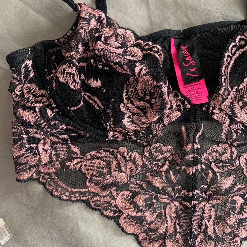 Sexy Scolloped Lace Underwire La Senza Unlined Cups Lingerie Bustier Bra - Picture 3 of 6